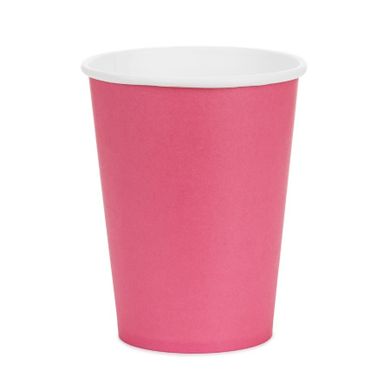 PartyDeco, kubeczki papierowe, ciemny różowy, 250 ml, 6 szt.