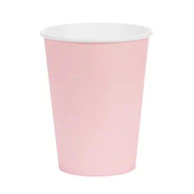 PartyDeco, kubeczki papierowe, jasny różowy, 250 ml, 6 szt.