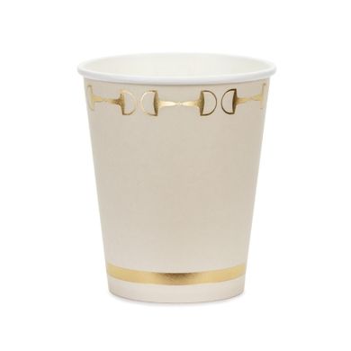 PartyDeco, kubeczki papierowe, strzemiona, beż, 220 ml, 6 szt.