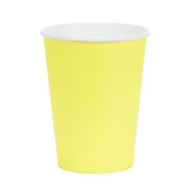 PartyDeco, kubeczki papierowe, żółty, 250 ml, 6 szt.