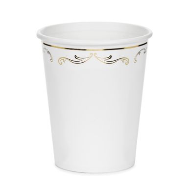 PartyDeco, kubeczki z ornamentem, białe, 220 ml, 6 szt.