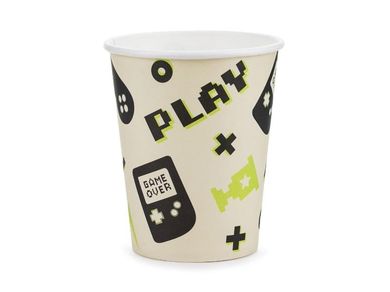 Partydeco, kubek papierowy, gamer, 220 ml, 6 szt.