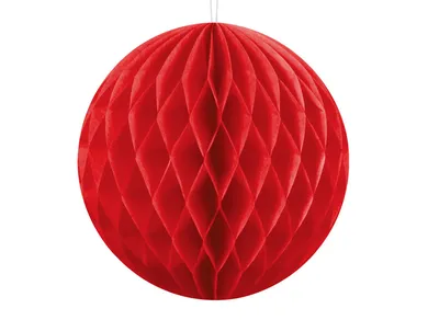 PartyDeco, kula bibułowa, czerwona, 10 cm