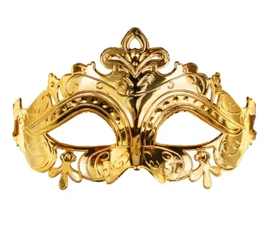 PartyDeco, maska karnawałowa, ciemny złoty, 17-9 cm