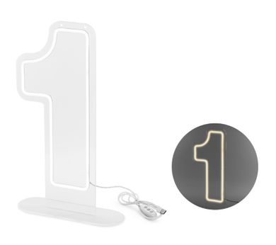 PartyDeco, neon LED, cyfra 1, biały, 50 cm