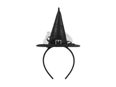 PartyDeco, opaska, Kapelusz Czarownicy, czarny, 17-28 cm