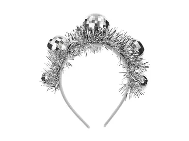 PartyDeco, opaska na głowę, kule disco, 17.5-17.5 cm, srebrny