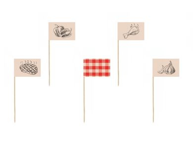 PartyDeco, ozdobne pikery na grilla, 15 cm, 12 szt.