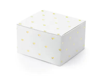 PartyDeco, ozdobne pudełeczka, serca, biały, 6-3,5-5,5 cm, 10 szt.