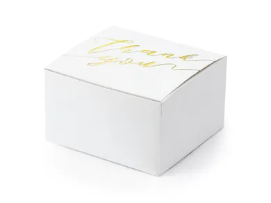 PartyDeco, ozdobne pudełeczka, thank you, biały, 6-3,5-5,5 cm, 10 szt.