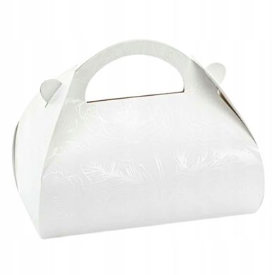 PartyDeco, ozdobne pudełka na ciasto, perłowe gałązki, 16-15-8 cm, biały, 10 szt.