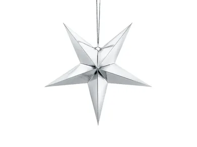 PartyDeco, papierowa gwiazda 3D na Boże Narodzenie, srebrna, 45 cm