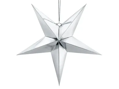 PartyDeco, papierowa gwiazda 3D na Boże Narodzenie, srebrna, 70 cm