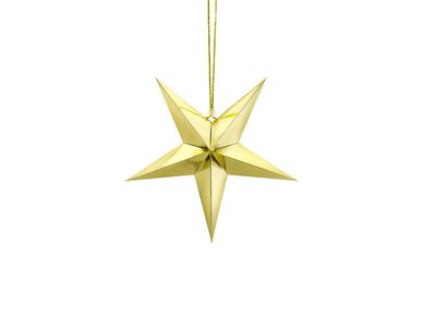 PartyDeco, papierowa gwiazda 3D na Boże Narodzenie, złota, 30 cm