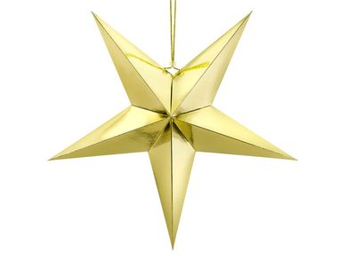 PartyDeco, papierowa gwiazda 3D na Boże Narodzenie, złota, 70 cm