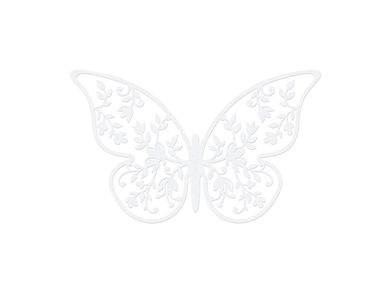 PartyDeco, papierowy motyl, białe, 8-5 cm, 10 szt.