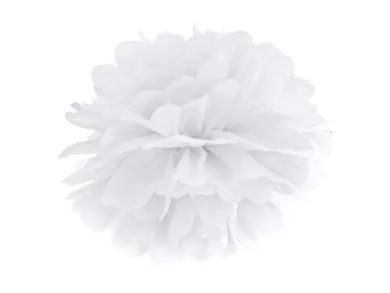 PartyDeco, pompon bibułowy, classic, biały, 25 cm