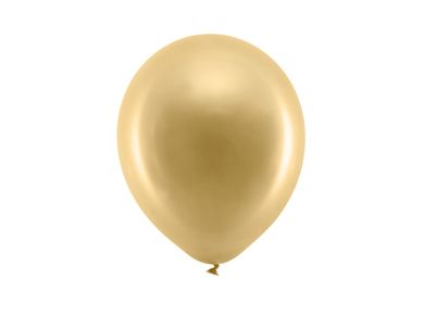 PartyDeco, Rainbow, balony, metalizowane, złote, 23 cm, 10 szt.