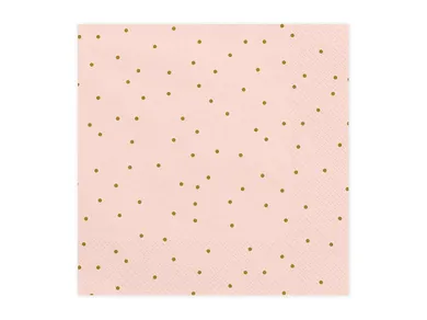 PartyDeco, serwetki papierowe różowe w złote kropeczki, 33 cm, 20 szt.