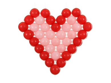 PartyDeco, siatka balonowa, serce, 63-58 cm