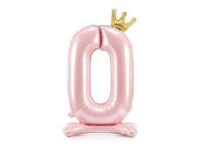 PartyDeco, stojący balon foliowy, cyfra "0", 84 cm, jasny różowy, 1 szt.