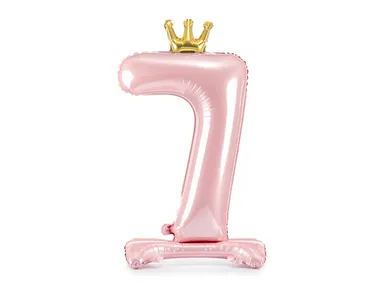 PartyDeco, stojący balon foliowy, cyfra "7", 84 cm, jasny różowy, 1 szt.