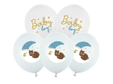 PartyDeco, Strong Pastel, balony, Baby boy, 30 cm, 6 szt.