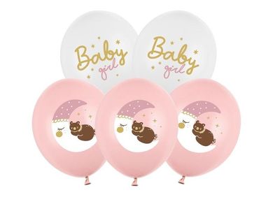 PartyDeco, Strong Pastel, balony, Baby girl, 30 cm, 6 szt.