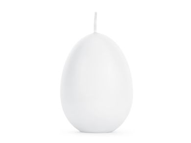 PartyDeco, świeca jajko, biały, 10 cm, 1 szt.