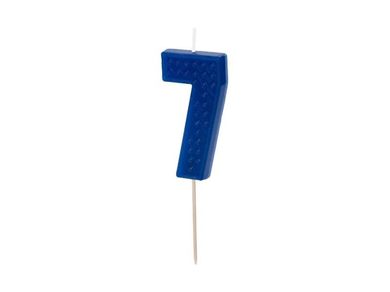 Partydeco, świeczka urodzinowa, cyfra 7, niebieska, 6 cm