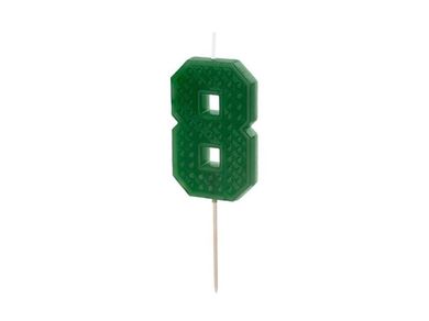 Partydeco, świeczka urodzinowa, cyfra 8, zielona, 6 cm