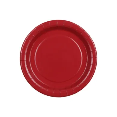 PartyDeco, talerzyki papierowe, ciemny czerwony, 18 cm, 6 szt.