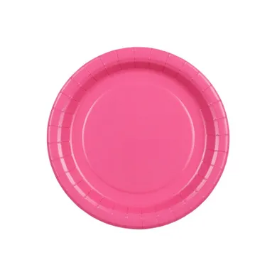 PartyDeco, talerzyki papierowe, ciemny różowy, 18 cm, 6 szt.
