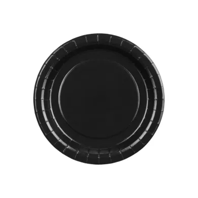 PartyDeco, talerzyki papierowe, czarny, 18 cm, 6 szt.