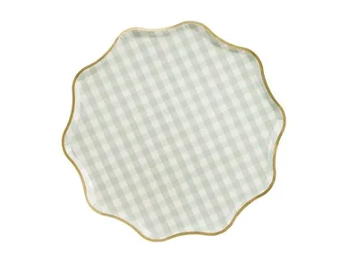 PartyDeco, talerzyki papierowe, kratka, 23 cm, 6 szt.