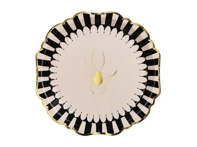 PartyDeco, talerzyki papierowe, pająk, 23 cm, 6 szt.