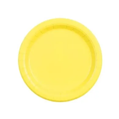PartyDeco, talerzyki papierowe, żółty, 18 cm, 6 szt.