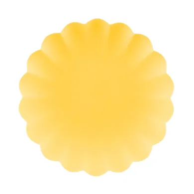 PartyDeco, talerzyki plastikowe, falbanka, żółte, 22-22 cm, 4 szt.
