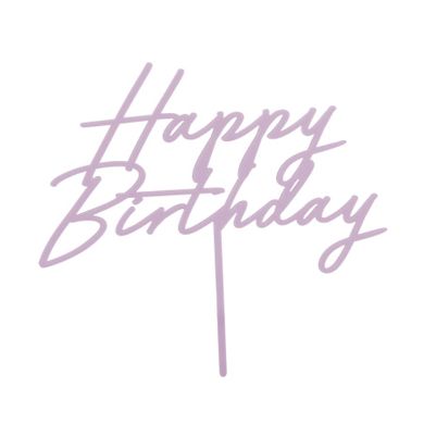 PartyDeco, topper akrylowy na tort, Happy Birthday, fioletowy, 16.5 cm