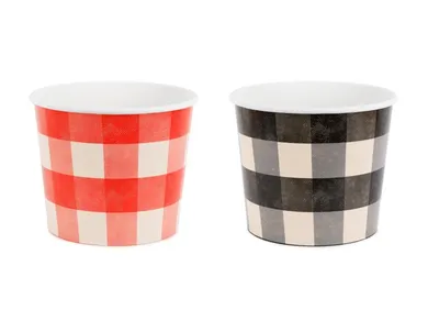 PartyDeco, wiaderka na przekąski, krata, 14 cm, 2 szt.