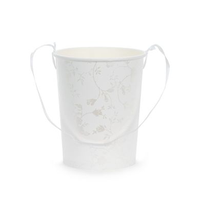 PartyDeco, wiaderko na płatki do sypania/konfetti, białe, ok. 13 cm