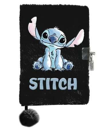 Paso, Lilo i Stitch, pamietnik z kłódką, pluszowy, A5, 96 kartek, linia, czarny, Sky Blue