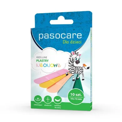 Pasocare, Kids Line, neonowe plastry dla dzieci, 19-72 mm, 10 szt.