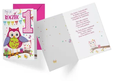 Passion Cards, karnet B6 z kopertą, Urodziny 1, Sowa
