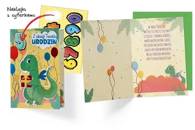 Passion Cards, karnet, Urodziny dziecięce, wymienne cyferki, Smok