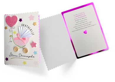 Passion Cards, kartka z kopertą, narodziny, B6, dziewczynka