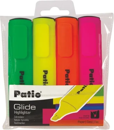 Patio, Glide, zakreślacz w etui, 4 szt.