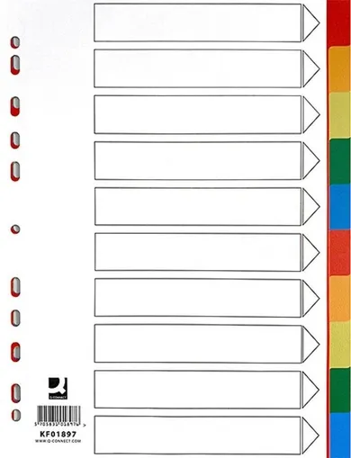 PBS Connect, przekładki do segregatorów, PP, A4, 225-297 mm, 10+1 kart kolorów