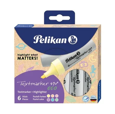 Pelikan, 490 Eco, zakreślacz, pastel, 6 kolorów