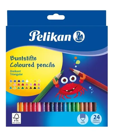 Pelikan, kredki trójkątne, 24 kolory